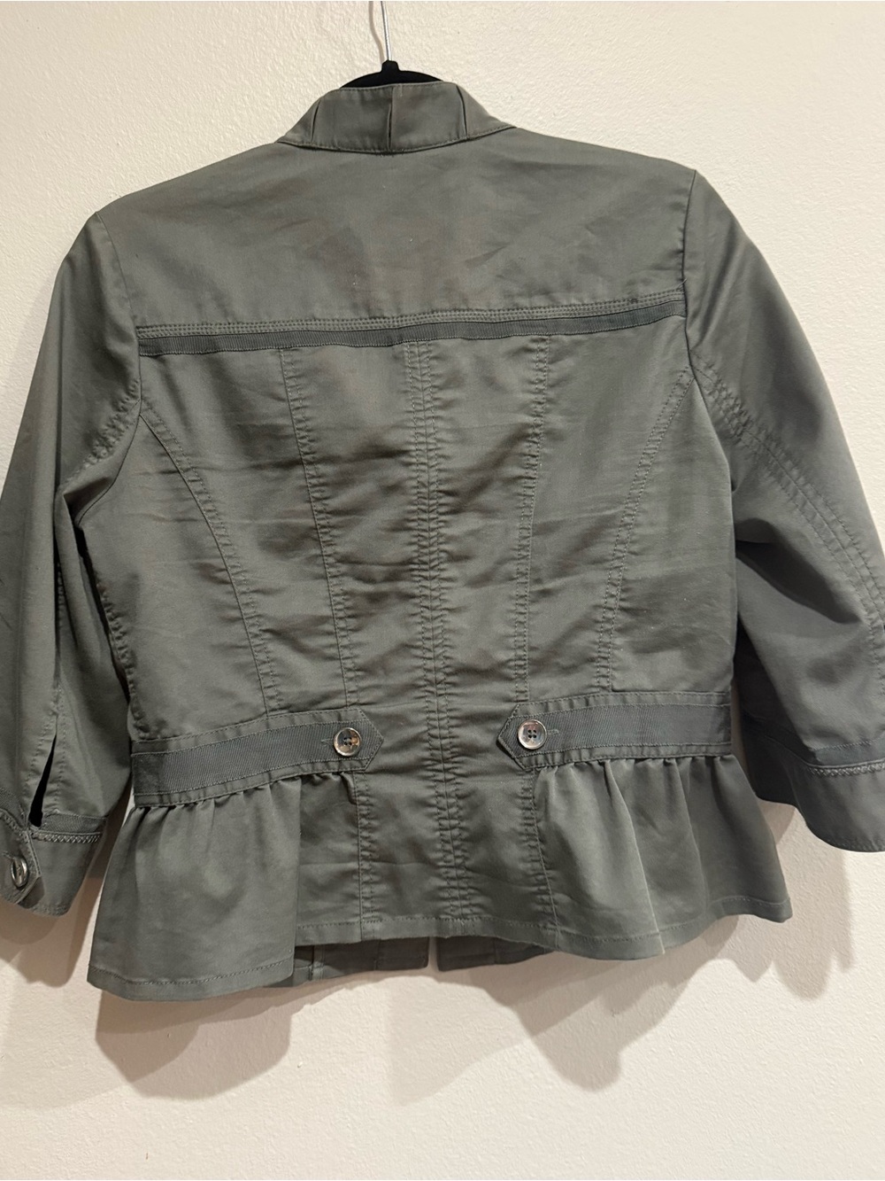 White House Black Market Olive Green Peplum Utility Blazer - Picture 7 of 7